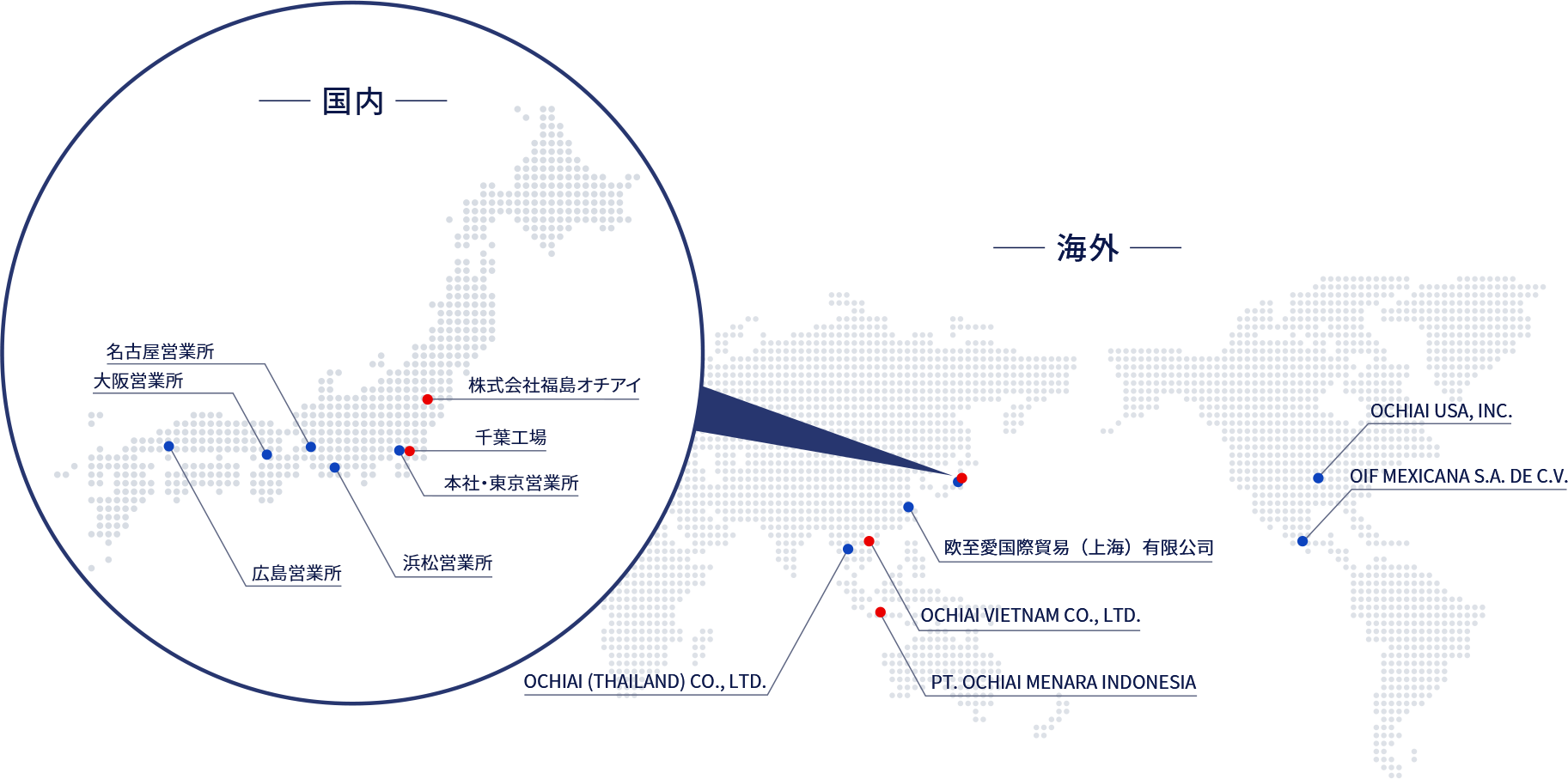 拠点の場所を記した地図のイラスト